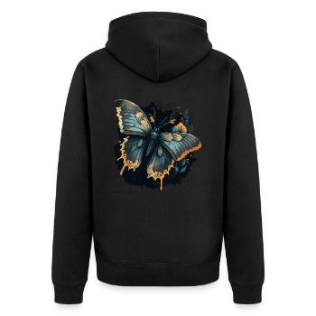 Dark Butterfly - Unisex Premium Organic Zip Hoodie - black - Back - Nico (187cm)