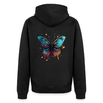 Attractive Butterfly - Unisex Premium Organic Zip Hoodie - black - Back - Nico (187cm)