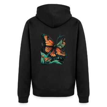 Butterfly Loves Flowers - Unisex Premium Organic Zip Hoodie - black - Back - Nico (187cm)