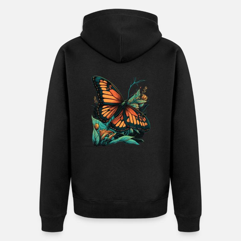 Le papillon aime les fleurs - Veste à capuche bio Premium Unisexe - noir