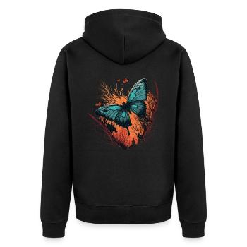 Flying Butterfly - Unisex Premium Organic Zip Hoodie - black - Back - Nico (187cm)