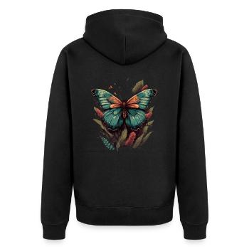 Garden Guardian Butterfly - Unisex Premium Organic Zip Hoodie - black - Back - Nico (187cm)