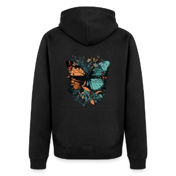Huge Butterfly - Unisex Premium Organic Zip Hoodie - black - Back - Nico (187cm)