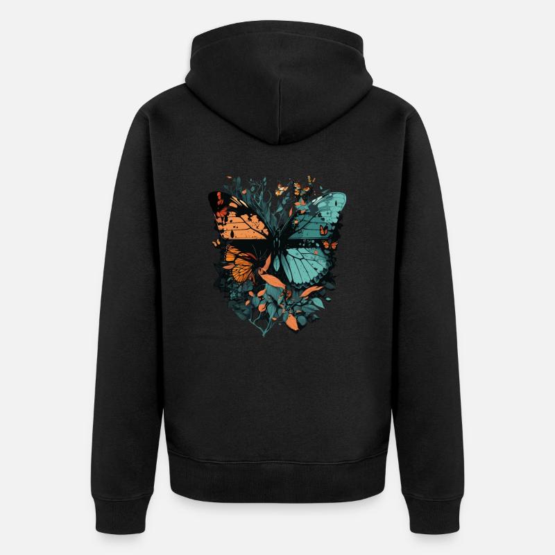 Énorme papillon - Veste à capuche bio Premium Unisexe - noir