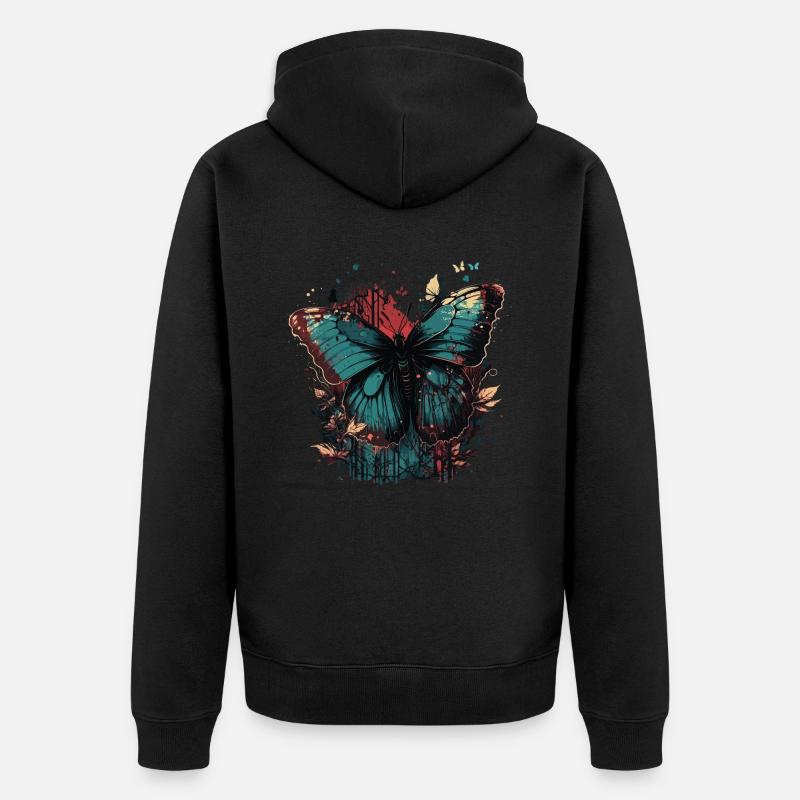 Papillon dans les bois - Veste à capuche bio Premium Unisexe - noir