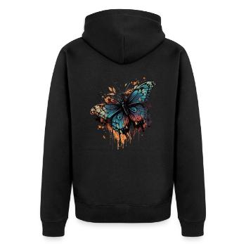 Eleganter Schmetterling - Unisex Premium Bio Zip Hoodie - Schwarz - Hinten - Nico (187cm)