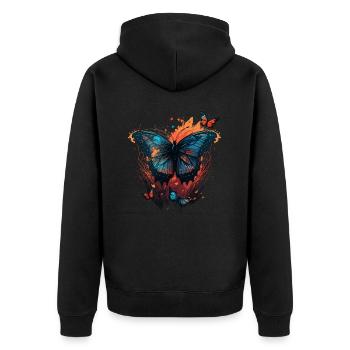Butterfly Art - Unisex Premium Organic Zip Hoodie - black - Back - Nico (187cm)