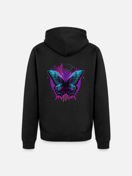 Leuchten im dunklen Schmetterling - Unisex Premium Bio Zip Hoodie - Schwarz