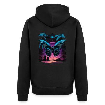 Butterfly of The Night - Unisex Premium Organic Zip Hoodie - black - Back - Nico (187cm)