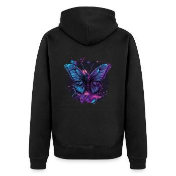 Papillon violet Vaporwave - Veste à capuche bio Premium Unisexe - noir - Dos - Nico (187cm)