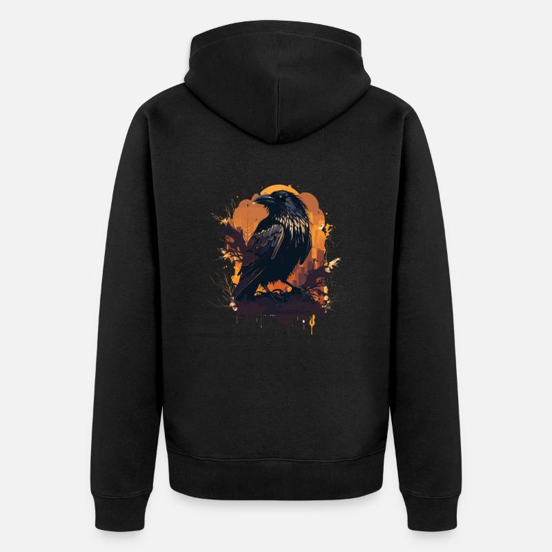 Silent Watcher Crow - Veste à capuche bio Premium Unisexe - noir