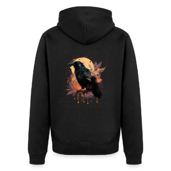 Observer Crow - Unisex Premium Organic Zip Hoodie - black - Back - Nico (187cm)