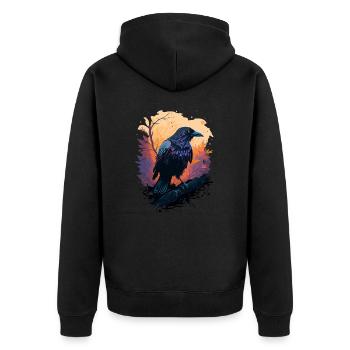 Krähen Wachsames Leben - Unisex Premium Bio Zip Hoodie - Schwarz - Hinten - Nico (187cm)