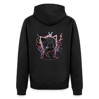 Perfectly Charge Kitten - Unisex Premium Organic Zip Hoodie - black - Back - Nico (187cm)