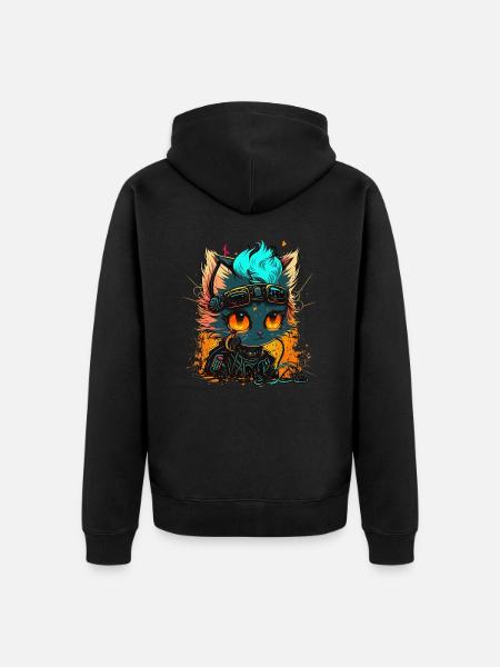 CyberCat - Unisex Premium Organic Zip Hoodie - black