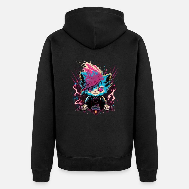 Chat électrisant, cool - Veste à capuche bio Premium Unisexe - noir