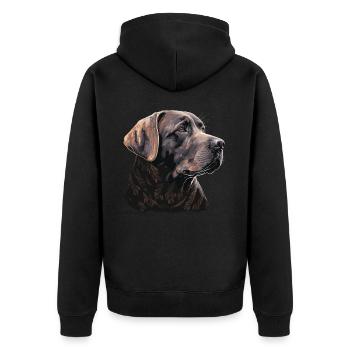 Seitenansicht Labrador Retriever Illustration - Unisex Premium Bio Zip Hoodie - Schwarz - Hinten - Nico (187cm)