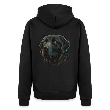 Niedlicher fester schwarzer Labrador Retriever - Unisex Premium Bio Zip Hoodie - Schwarz - Hinten - Nico (187cm)