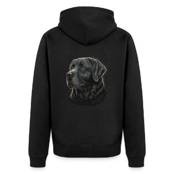 Veretan Labrador Retriever - Unisex Premium Bio Zip Hoodie - Schwarz - Hinten - Nico (187cm)