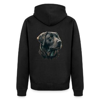 Guter Labrador Retriever - Unisex Premium Bio Zip Hoodie - Schwarz - Hinten - Nico (187cm)