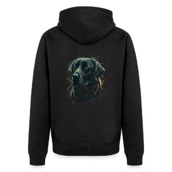 Labrador Retriever auf maligem Hintergrund - Unisex Premium Bio Zip Hoodie - Schwarz - Hinten - Nico (187cm)