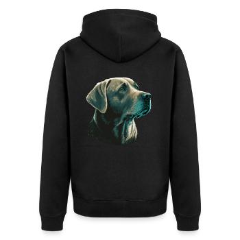 Bright Labrador Retriever - Unisex Premium Bio Zip Hoodie - Schwarz - Hinten - Nico (187cm)