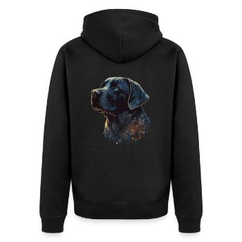 Erstaunlicher Labrador Retriever mit Blättern Stil Körper - Unisex Premium Bio Zip Hoodie - Schwarz - Hinten - Nico (187cm)