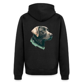Schöne Seitenansicht Illustration Labrador Retriever - Unisex Premium Bio Zip Hoodie - Schwarz - Hinten - Nico (187cm)