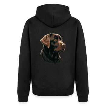 Brauner entzückender Labrador Retriever - Unisex Premium Bio Zip Hoodie - Schwarz - Hinten - Nico (187cm)