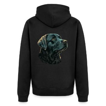 Dunkelblauer Labrador Retriever - Unisex Premium Bio Zip Hoodie - Schwarz - Hinten - Nico (187cm)