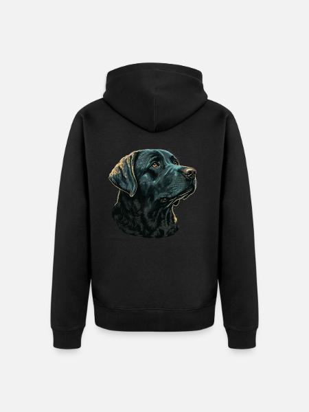 Dark Blue Labrador Retriever - Unisex Premium Organic Zip Hoodie - black