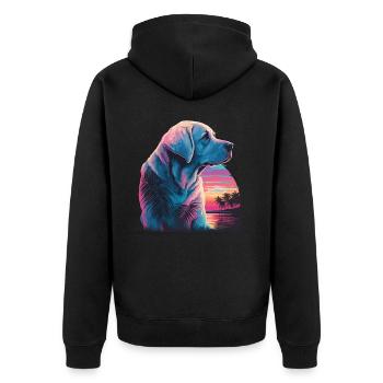 Labrador Retriever Near The Beach Vaporwave - Unisex Premium Organic Zip Hoodie - black - Back - Nico (187cm)