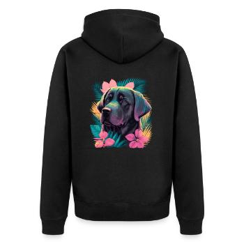 Entzückender Labrador Retriever - Unisex Premium Bio Zip Hoodie - Schwarz - Hinten - Nico (187cm)
