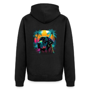 Strand Labrador Retriever Hund Illustration - Unisex Premium Bio Zip Hoodie - Schwarz - Hinten - Nico (187cm)