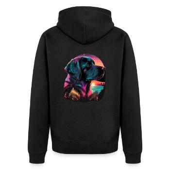 Sunset Labrador Retriever style vaporwave - Veste à capuche bio Premium Unisexe - noir - Dos - Nico (187cm)