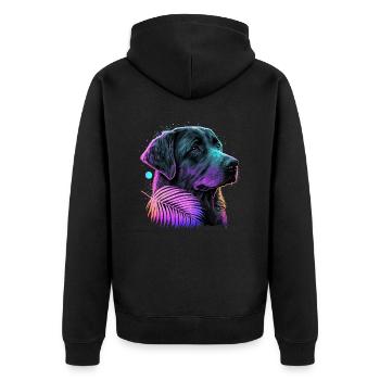 So entzückende Labrador Retriever Kopf Illustration - Unisex Premium Bio Zip Hoodie - Schwarz - Hinten - Nico (187cm)