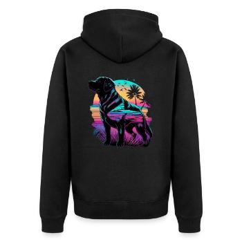 Tapferer Labrador Retriever - Unisex Premium Bio Zip Hoodie - Schwarz - Hinten - Nico (187cm)