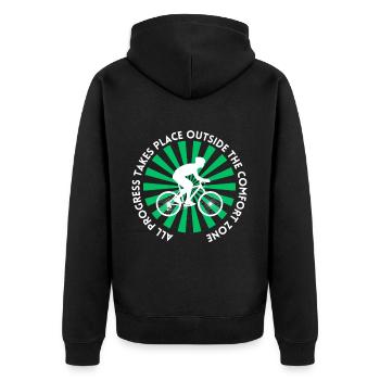 MTB Road Bike Cyclist Leave your comfort zone - Unisex Premium Organic Zip Hoodie - black - Back - Nico (187cm)