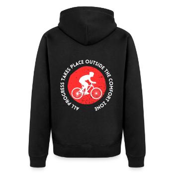 MTB Road Bike Cyclist Leave your comfort zone - Unisex Premium Organic Zip Hoodie - black - Back - Nico (187cm)