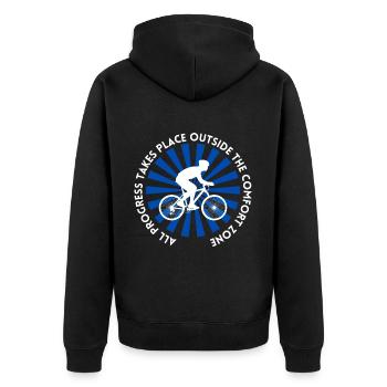 MTB Road Bike Cyclist Leave your comfort zone - Unisex Premium Organic Zip Hoodie - black - Back - Nico (187cm)