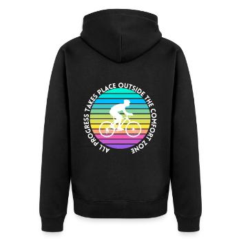 MTB Road Bike Cyclist Leave your comfort zone - Unisex Premium Organic Zip Hoodie - black - Back - Nico (187cm)