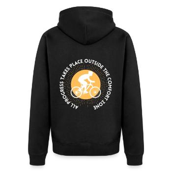 MTB Road Bike Cyclist Leave your comfort zone - Unisex Premium Organic Zip Hoodie - black - Back - Nico (187cm)