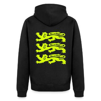3 Lions - Unisex Premium Bio Zip Hoodie - Schwarz - Hinten - Nico (187cm)