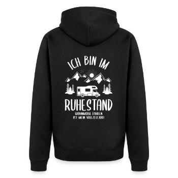 Wohnmobil Wohnwagen Camping Rentner Rente Geschenk - Unisex Premium Bio Zip Hoodie - Schwarz - Hinten - Nico (187cm)