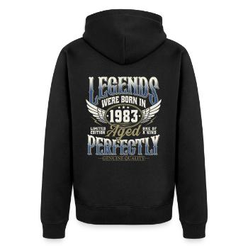 Né en 1983 Legends Cadeau d’anniversaire - Veste à capuche bio Premium Unisexe - noir - Dos - Nico (187cm)