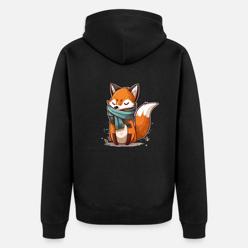 Fancy Fox - Unisex Premium Organic Zip Hoodie - black