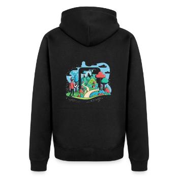 Augmented-Reality-Erkundung - Unisex Premium Bio Zip Hoodie - Schwarz - Hinten - Nico (187cm)