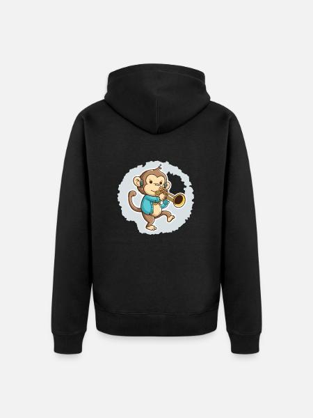 Jazzy Monkey - Unisex Premium Organic Zip Hoodie - black