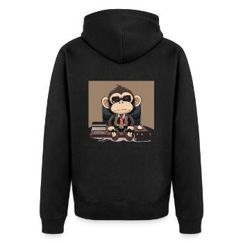 Monkey Business - Unisex Premium Organic Zip Hoodie - black - Back - Nico (187cm)