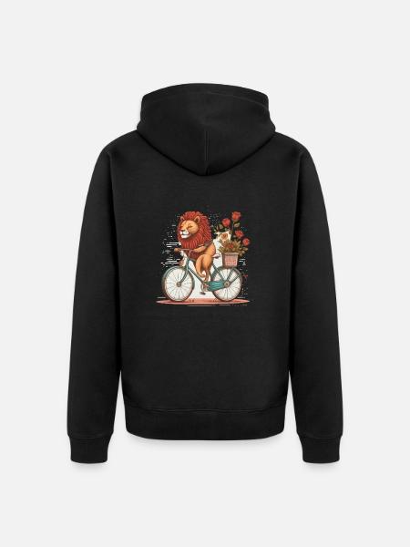 Lion à vélo - Veste à capuche bio Premium Unisexe - noir